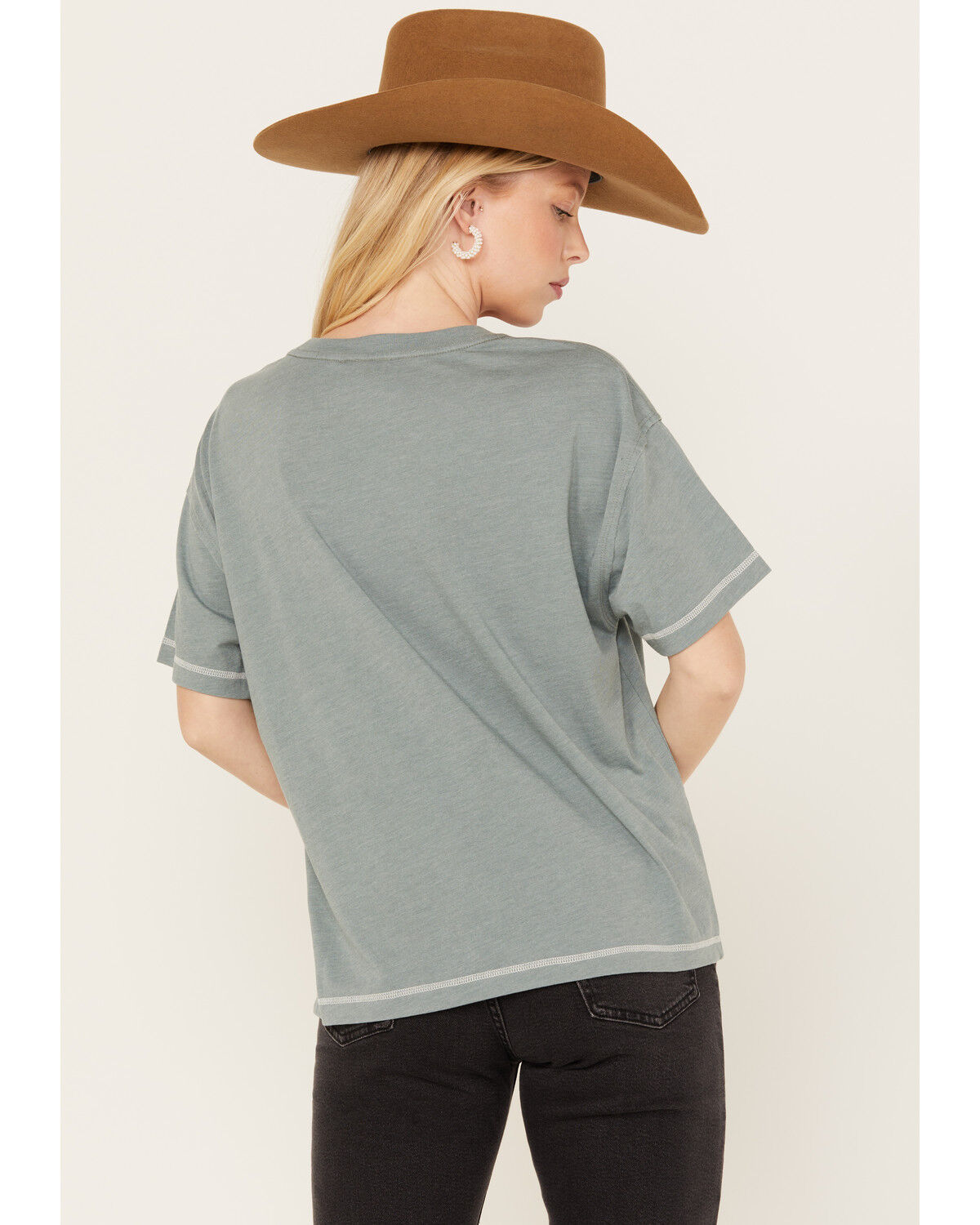 Image #4 - White Crow Women's Wild West Steer Head Skull Short Sleeve Graphic Tee, Teal, hi-res