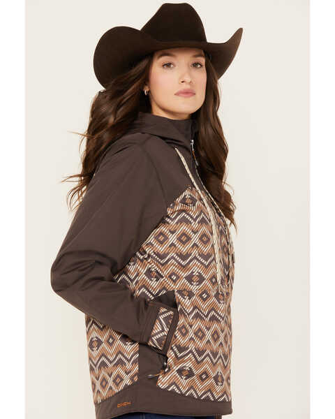 Image #2 - Cinch Women's Southwestern Print Fleece Lined Ski Coat, Grey, hi-res