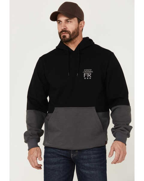 Image #1 - Cody James Men's FR Fleece Hooded Work Sweatshirt - Tall , Black, hi-res