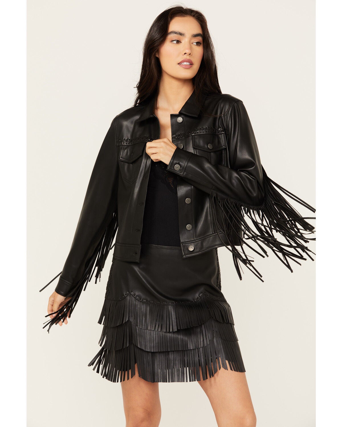 Idyllwind Women's Stella Faux Leather Jacket, Black, hi-res