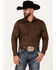 Image #1 - Gibson Trading Co Men's Basic Solid Twill Long Sleeve Snap Western Shirt, Dark Brown, hi-res