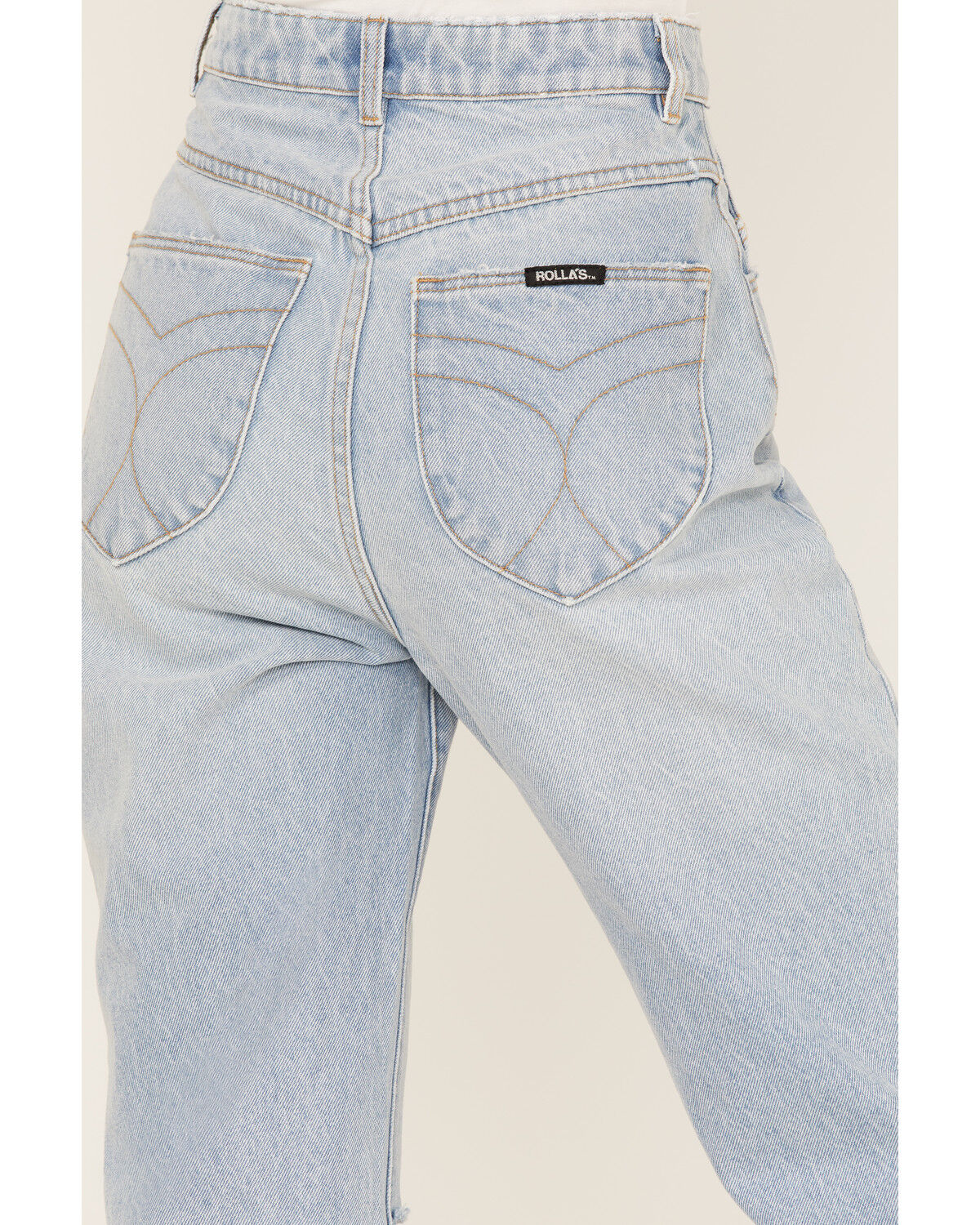 Image #4 - Rolla's Women's Light Wash High Rise Distressed Ella Straight Jeans, Blue, hi-res