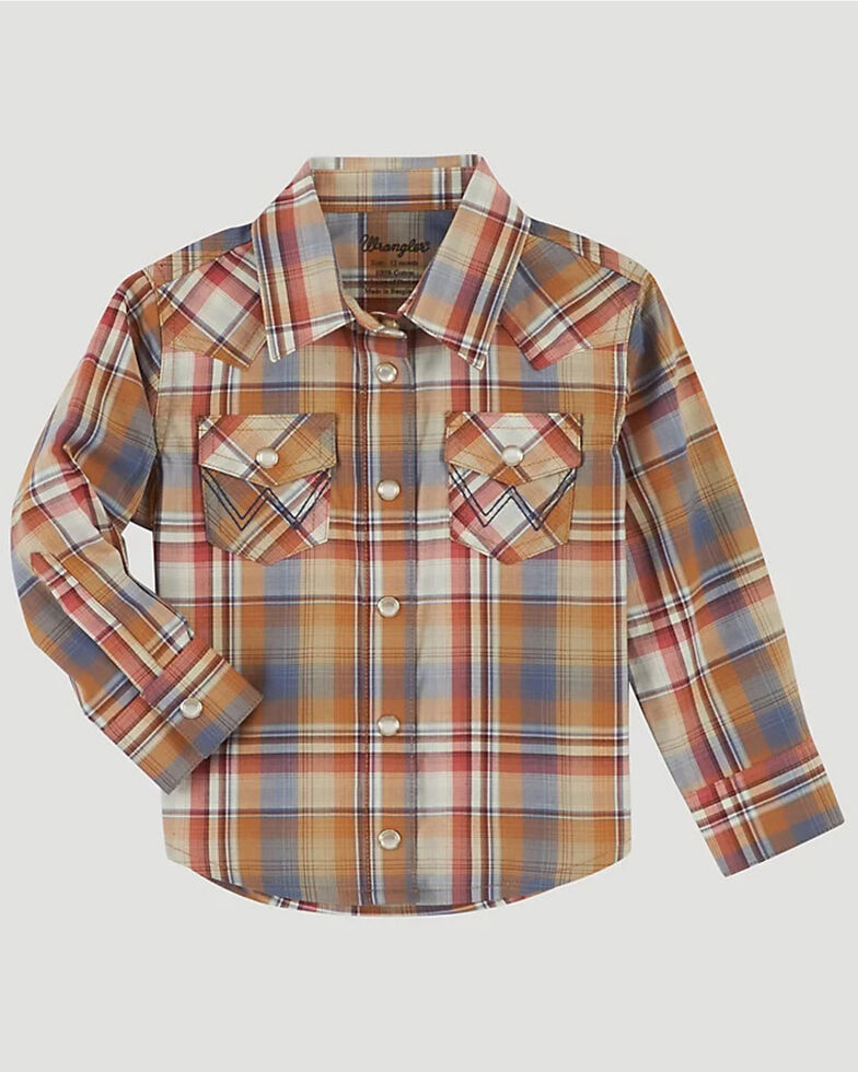 Wrangler Infant Boys' Plaid Long Sleeve Western Shirt, Multi, hi-res
