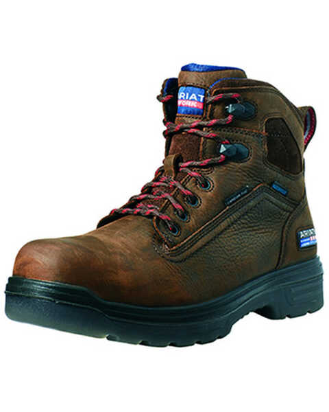 Image #1 - Ariat Men's Turbo USA Waterproof Work Boots - Composite Toe, Brown, hi-res