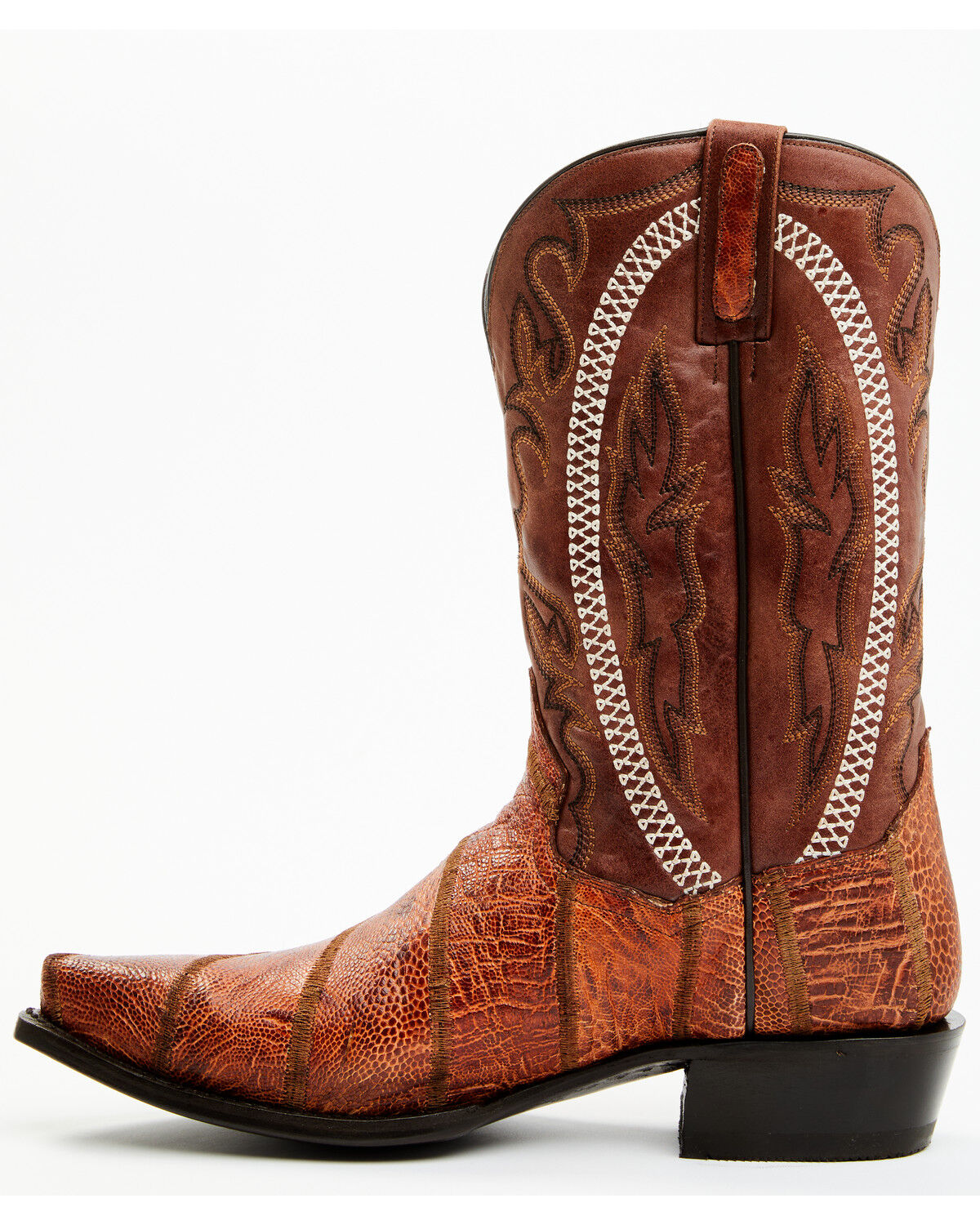 Image #3 - Dan Post Men's Exotic Ostrich Leg Western Boots - Snip Toe, Cognac, hi-res