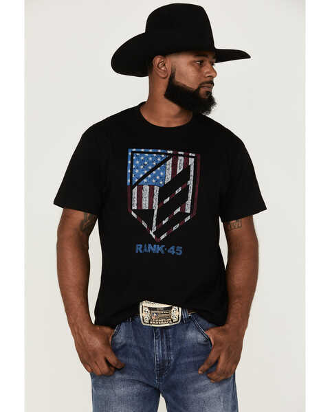 RANK 45® Men's Gate Flag Logo Graphic T-Shirt , Black, hi-res