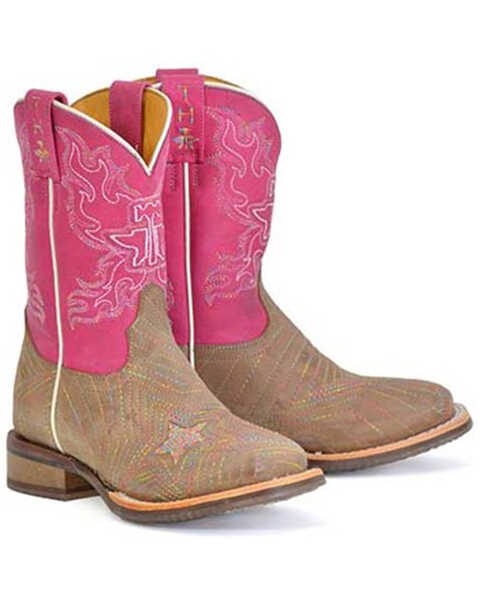 Image #1 - Tin Haul Girls' Super Nova Western Boots - Broad Square Toe, Tan, hi-res