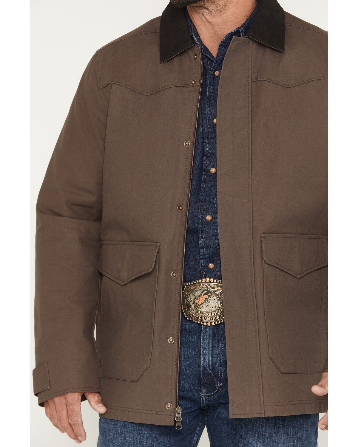 Image #3 - Cody James Men's Weston Canvas Long Rancher Jacket, Dark Brown, hi-res