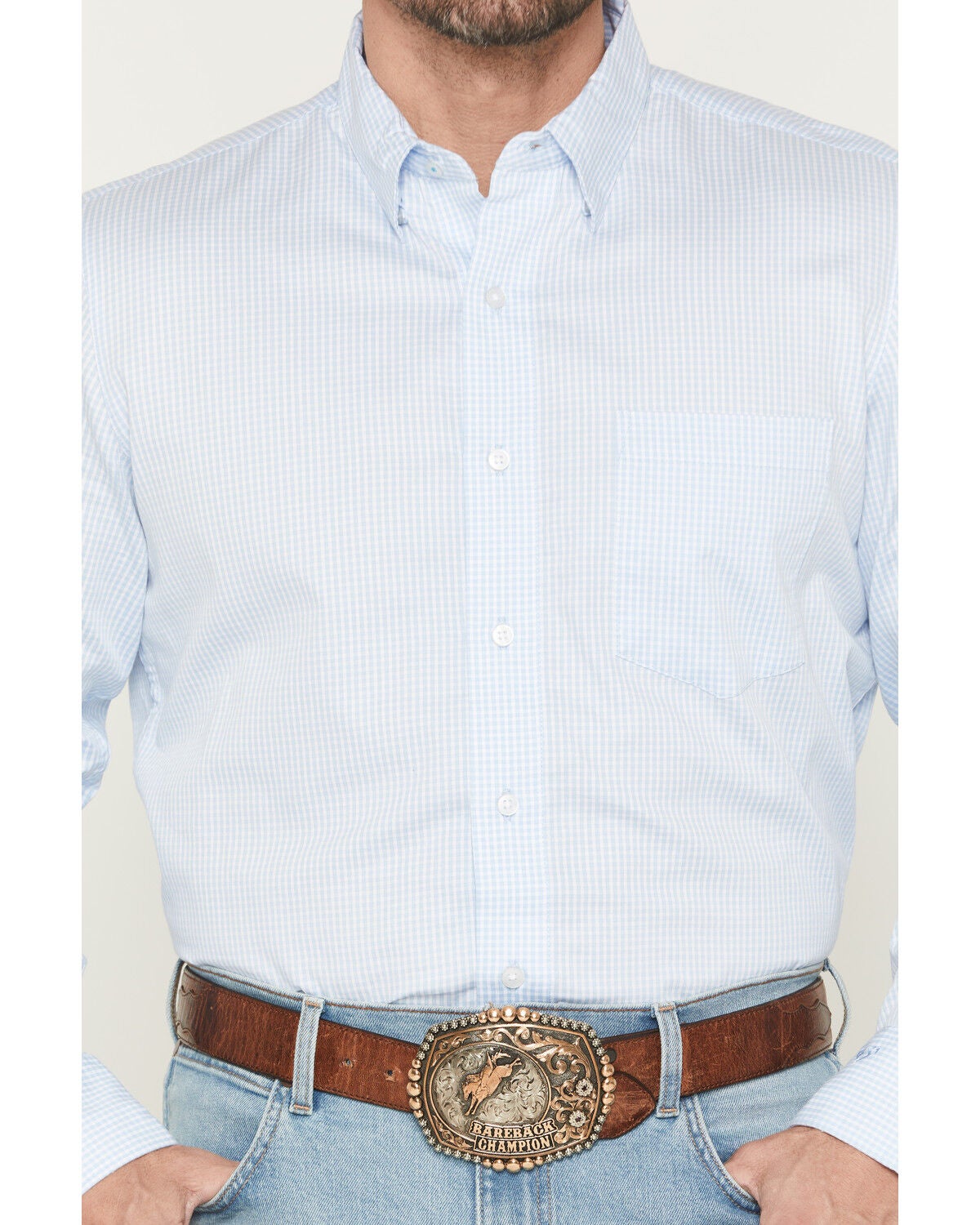 Image #2 - Wrangler X Cody Johnson Men's Checkered Print Long Sleeve Button-Down Western Shirt, Blue, hi-res