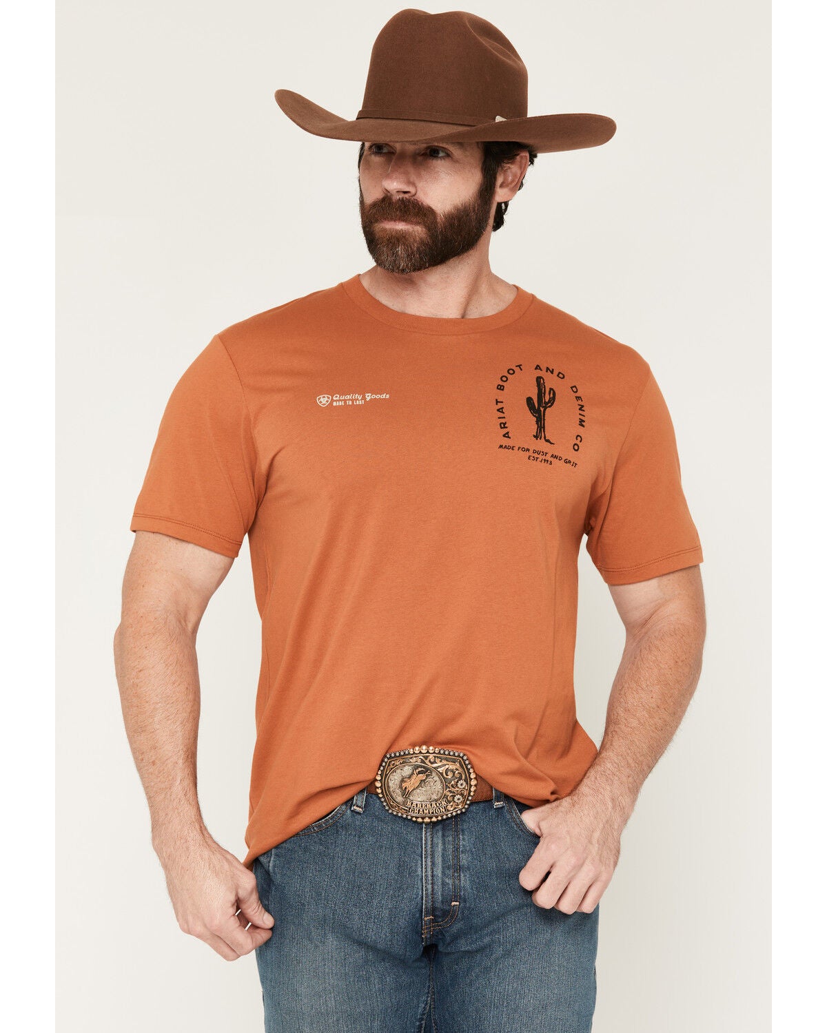 Image #2 - Ariat Men's Tobacco Tough Short Sleeve Graphic T-Shirt, Orange, hi-res