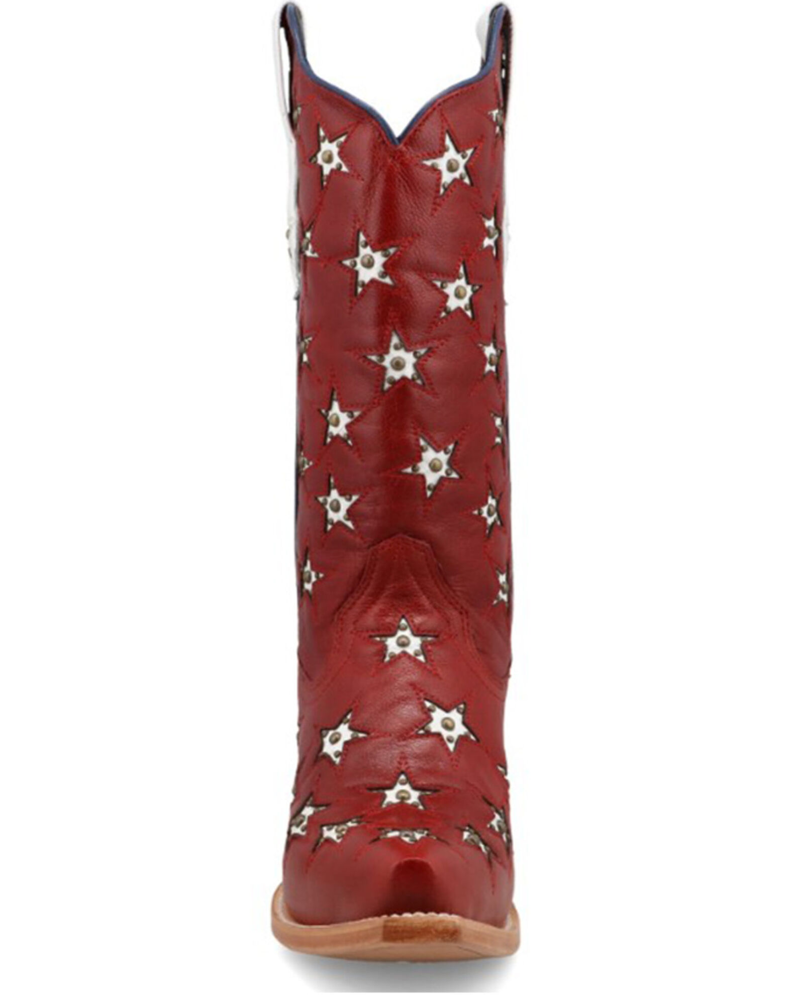 Image #4 - Black Star Women's Marfa Star Inlay Studded Western Boots - Snip Toe, Red/white/blue, hi-res