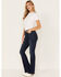 Cleo + Wolf Women's Dark Wash Stretch High Rise Modern Bootcut Jeans, Blue, hi-res