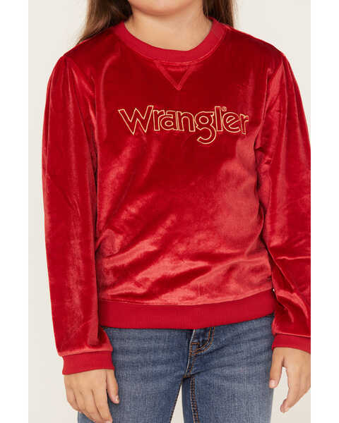 Image #3 - Wrangler Girls' Logo Graphic Sweatshirt, Red, hi-res