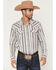 Image #1 - Cody James Men's Saddle Ridge Striped Print Long Sleeve Snap Western Shirt, Grey, hi-res