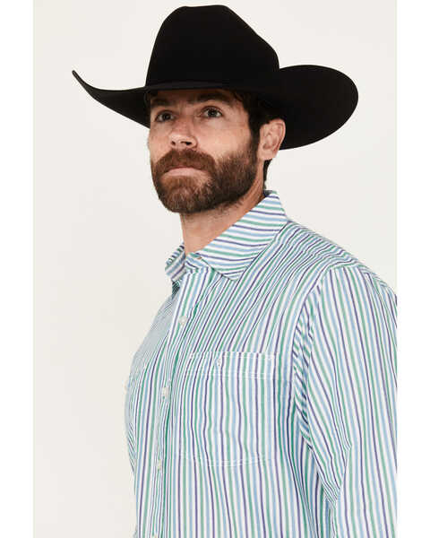 Image #2 - Resistol Men's Dillon Striped Long Sleeve Button Down Western Shirt, Green, hi-res