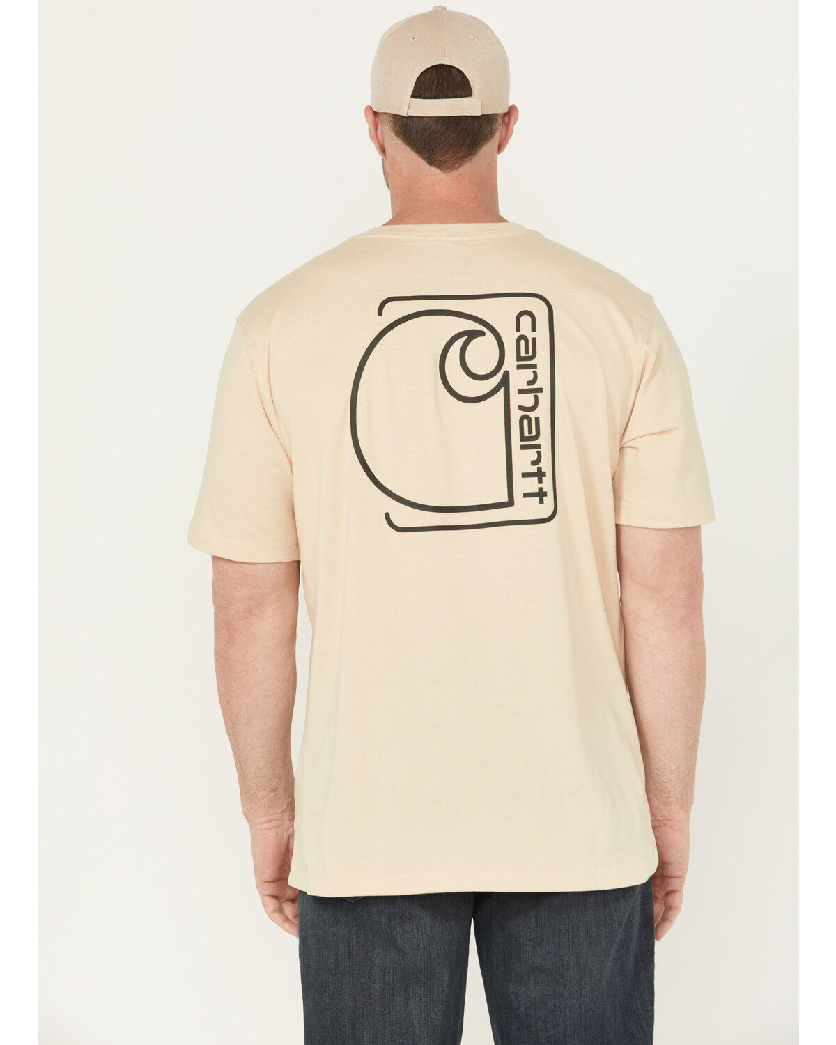 Image #1 - Carhartt Men's Relaxed Fit Lightweight C Graphic Short Sleeve Pocket Shirt, Cream, hi-res