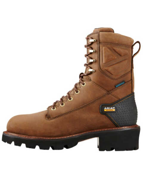 Ariat Men's Brown Powerline H2O Work Boots - Soft Toe, Brown, hi-res