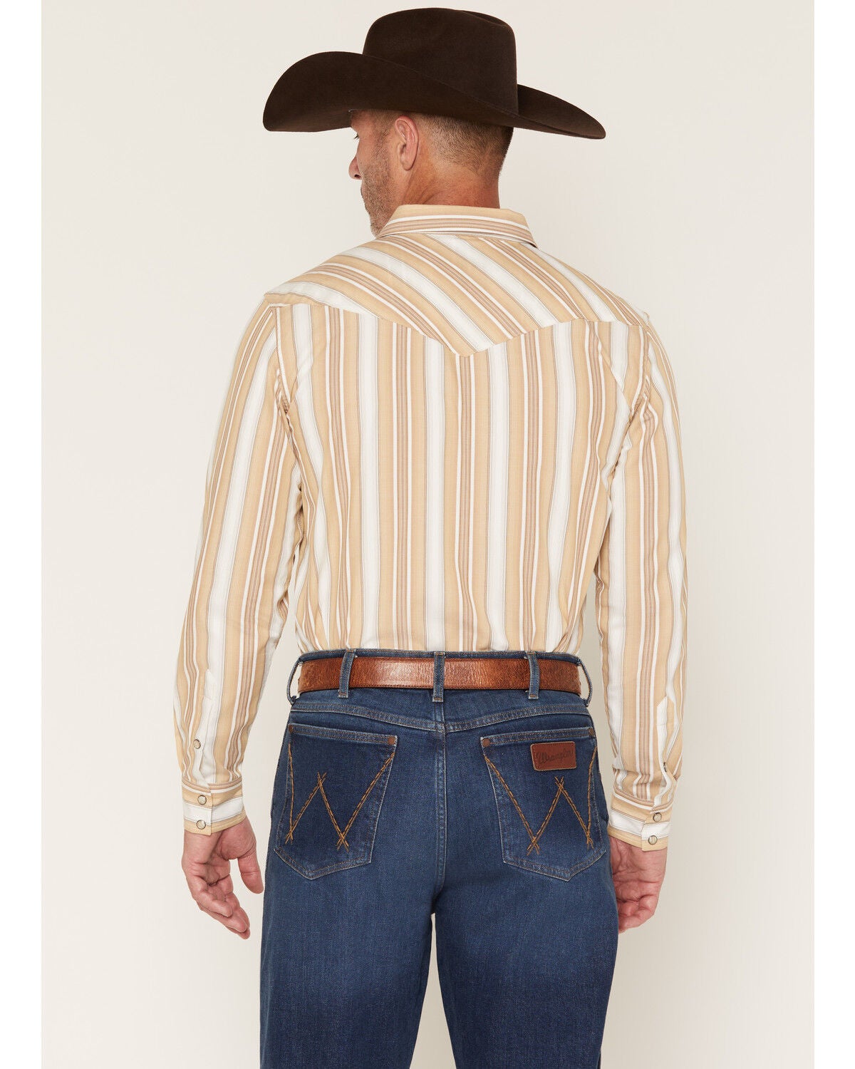 Image #4 - Gibson Trading Co Men's Dustline Striped Long Sleeve Snap Western Shirt, Lt Brown, hi-res