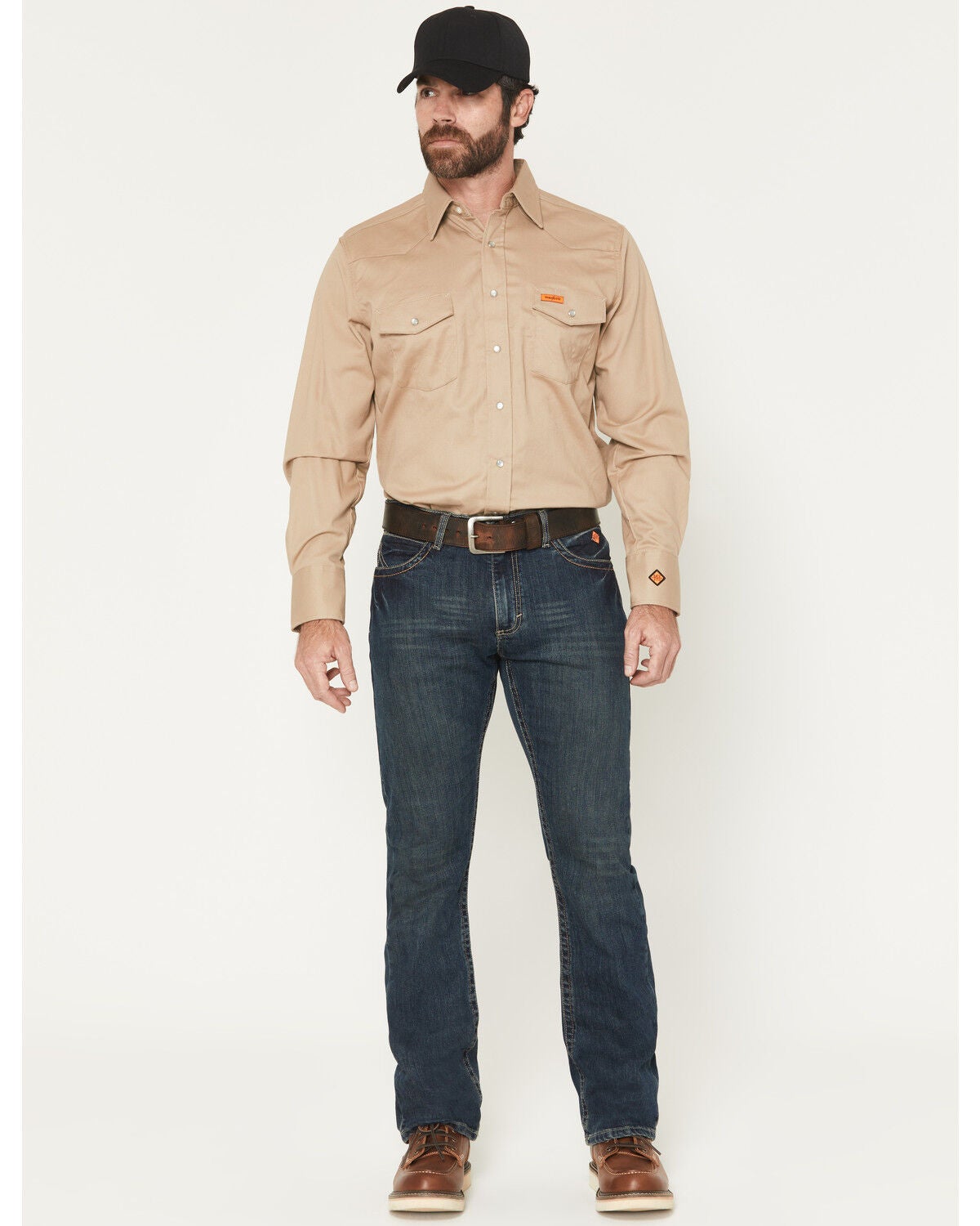 Wrangler Men's FR Dark Wash Vintage Slim Bootcut Stretch Denim Jeans, Dark Wash, hi-res