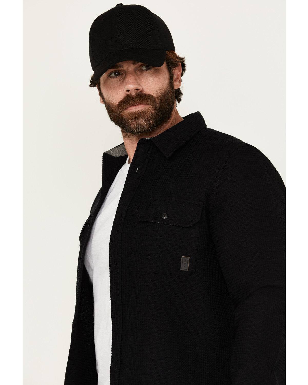 Image #2 - Brothers & Sons Men's Hamilton Solid Long Sleeve Button-Down Western Shirt Jacket, Black, hi-res