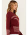 Image #2 - Cotton & Rye Women's Long Horn Sweater , Wine, hi-res