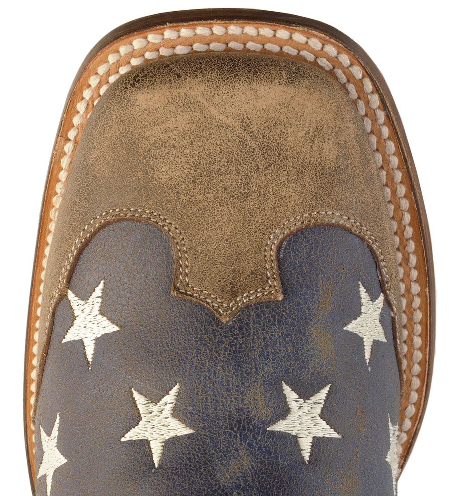 Roper American Flag Western Boots - Square Toe, Blue