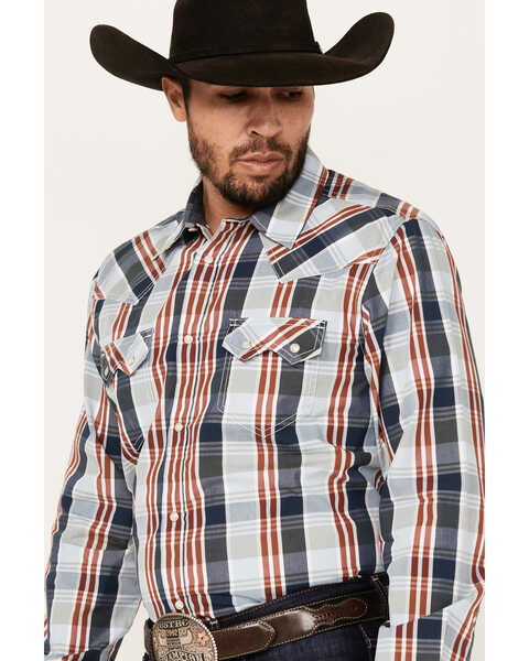 Image #2 - Cody James Men's Simple Life Plaid Print Long Sleeve Snap Western Shirt , Light Blue, hi-res