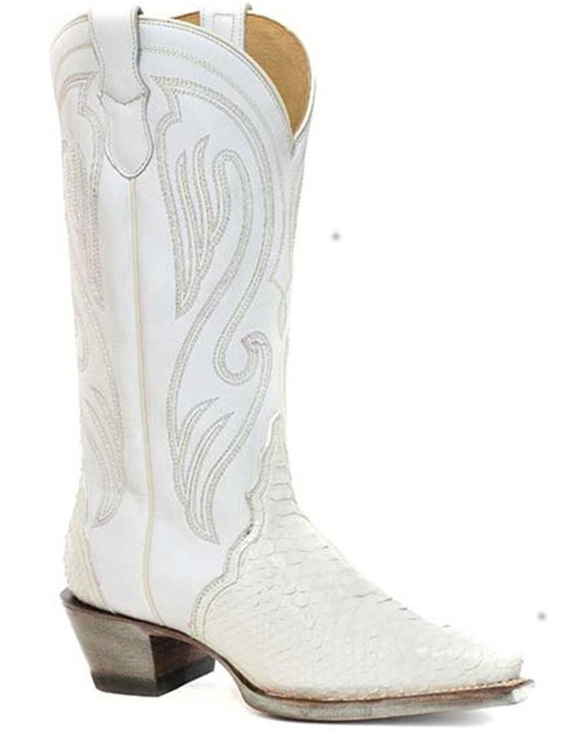 Image #1 - Roper Women's Oakley Python Backcut Exotic Western Fashion Boots - Snip Toe, White, hi-res