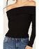 Shyanne Women's Pointelle Ribbed Off The Shoulder Top, Black, hi-res