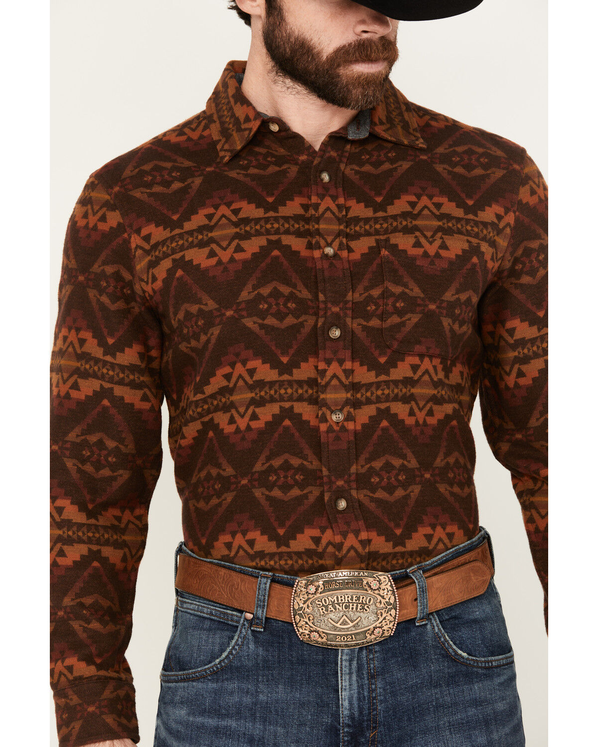 Image #3 - Pendleton Men's Marshall Printed Long Sleeve Button-Down Shirt, Rust Copper, hi-res