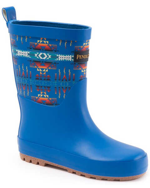 Image #1 - Pendleton Boys' Pilot Rock Mid Rain Boots - Round Toe, Blue, hi-res