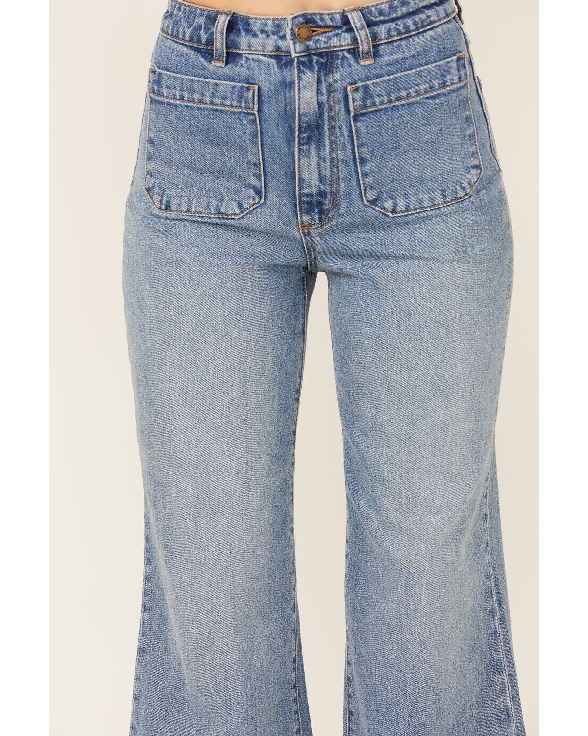 Image #2 - Rolla's Women's Boot Barn Exclusive Brad Medium Wash High Rise Sailor Wide Leg Stretch Denim Jeans, Medium Wash, hi-res