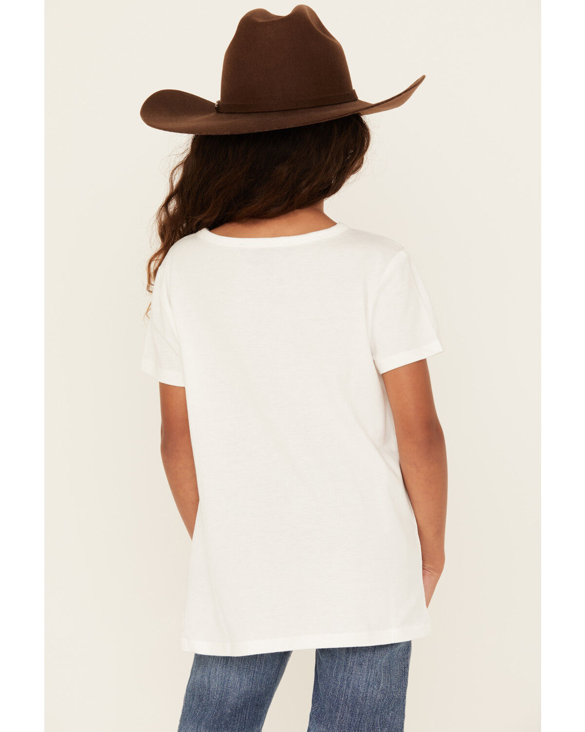 Image #4 - Panhandle Girls' Americana Cowgirl Short Sleeve Graphic Tee, Cream, hi-res