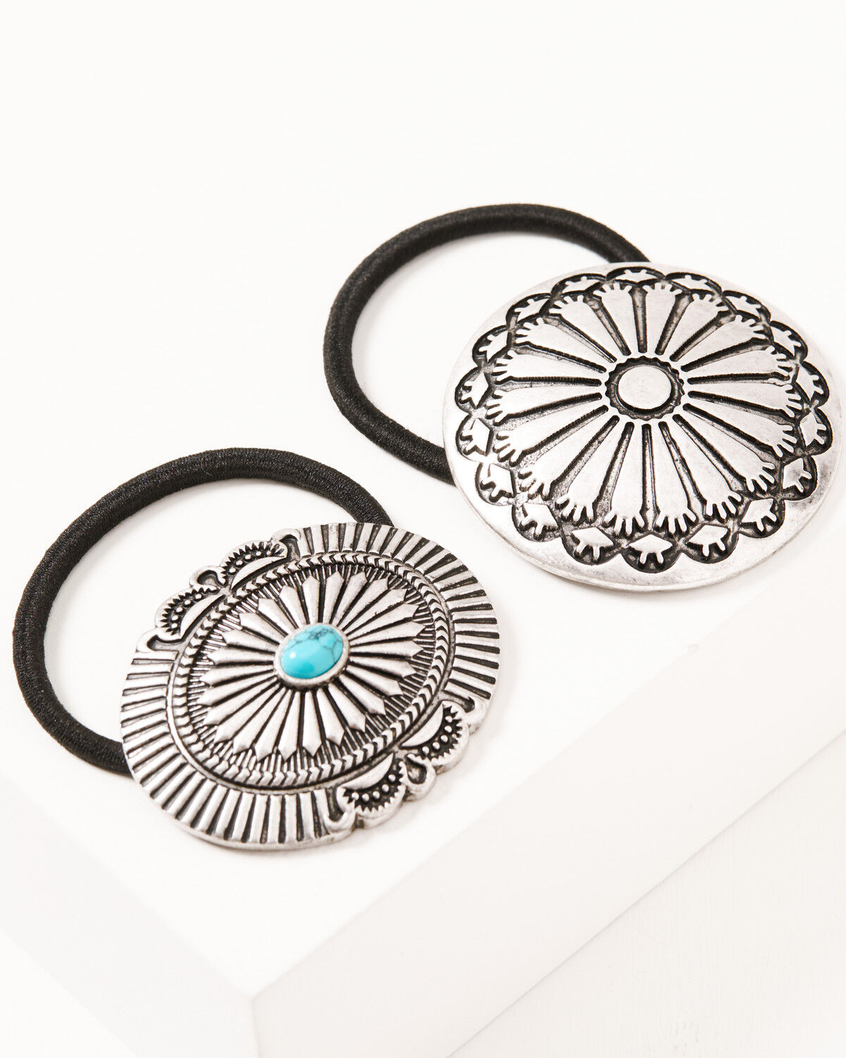 Image #2 - Idyllwind Women's Ember Concho Hair Tie Set - 2 Piece, Silver, hi-res