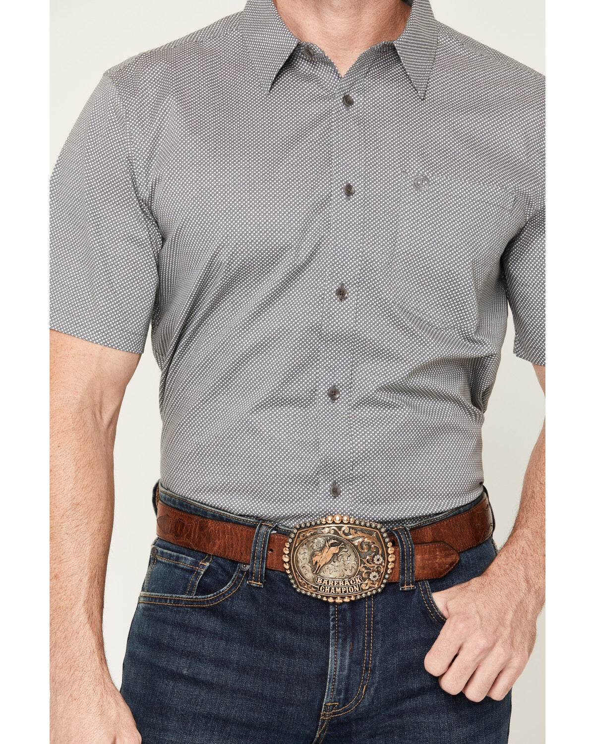 Image #3 - Cody James Men's Astro Geo Print Short Sleeve Button-Down Stretch Western Shirt, Grey, hi-res