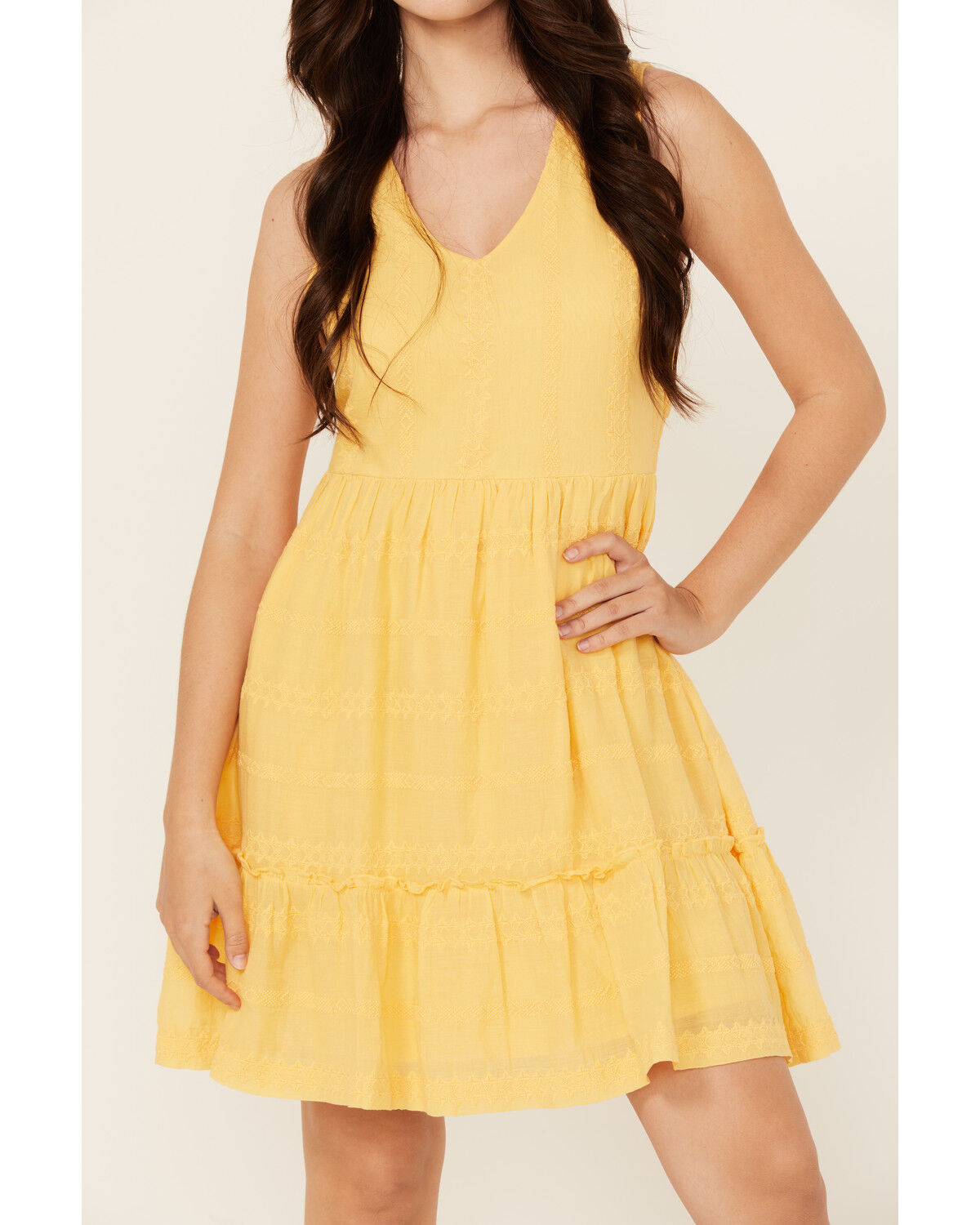 Image #3 - Shyanne Women's Embroidered Sleeveless Mini Dress, Yellow, hi-res