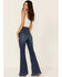 Image #3 - Grace in LA Women's High Rise Split Bottom Flare Denim Jeans, Blue, hi-res