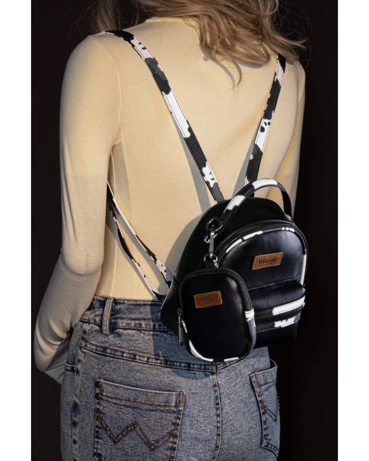 Image #5 - Wrangler Women's Cow Print Mini Backpack, Black, hi-res