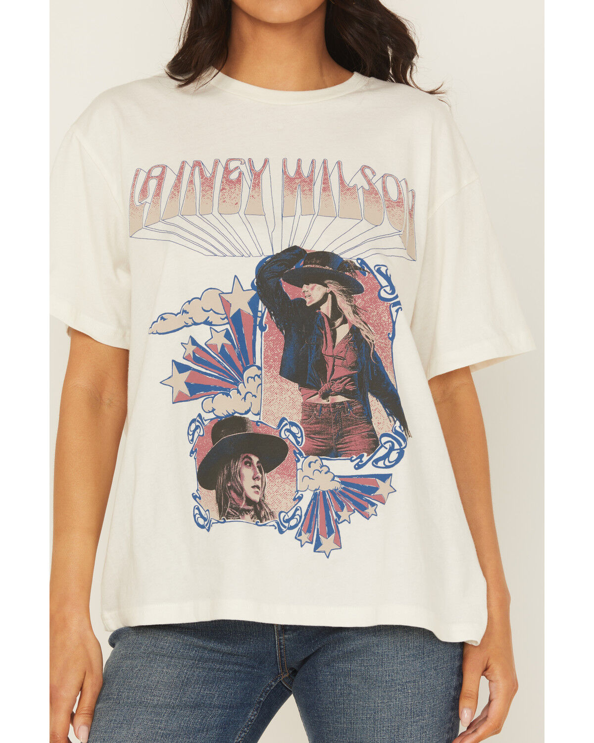 Image #3 - Wrangler X Lainey Wilson Women's Girlfriend Short Sleeve Graphic Tee, White, hi-res