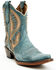 Image #1 - Circle G Women's Distressed Inlay Western Booties - Snip Toe, Blue, hi-res
