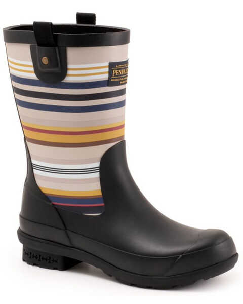 Image #1 - Pendleton Women's Bridger Stripe Rain Boots - Round Toe, Black, hi-res