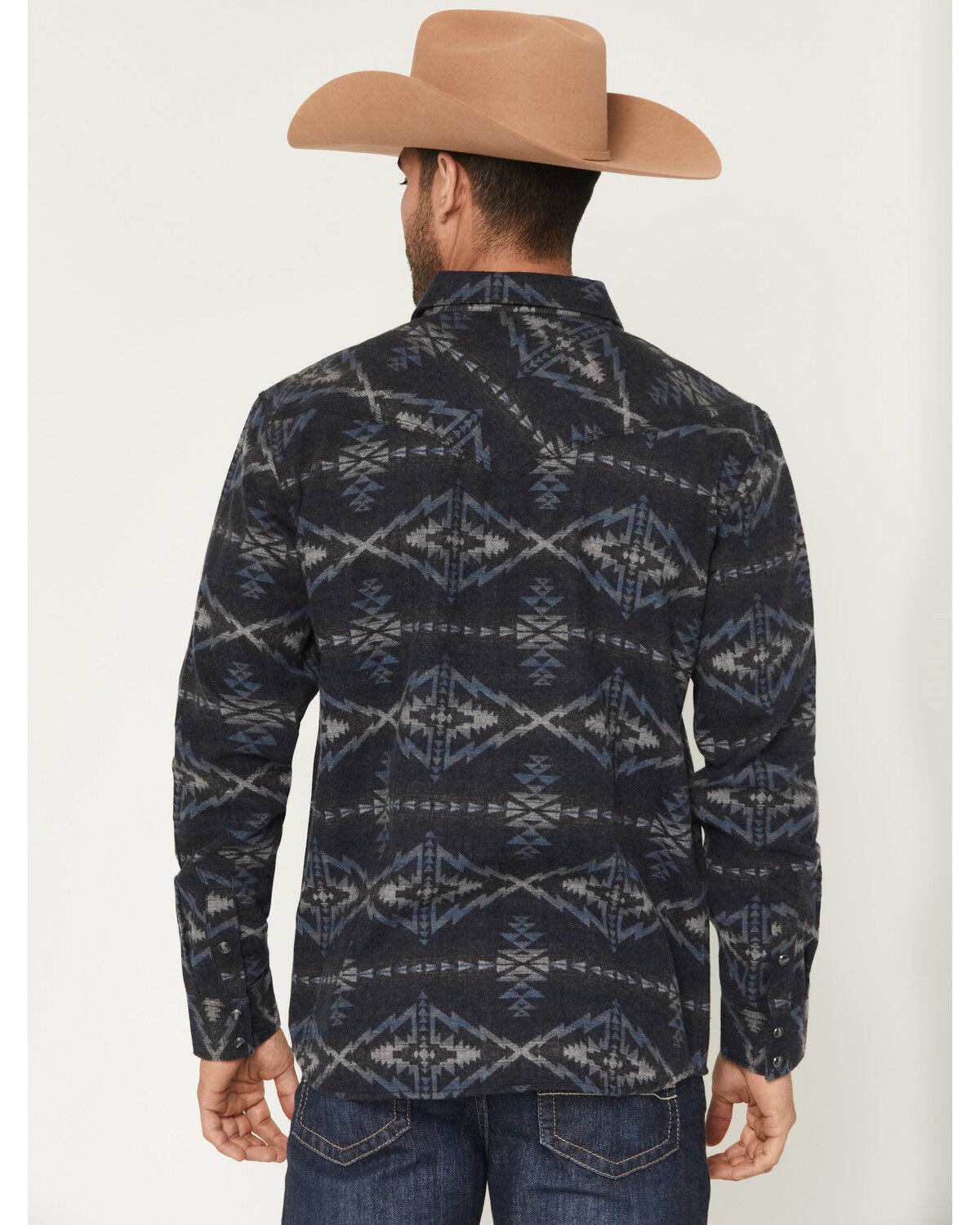 Image #4 - Moonshine Spirit&reg; Men's Tiki Time Southwestern Print Long Sleeve Snap Flannel Shirt, Black, hi-res