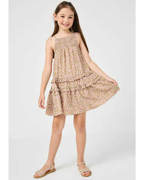 Image #1 - Hayden Girls' Sleeveless Smocked Dress, Mauve, hi-res