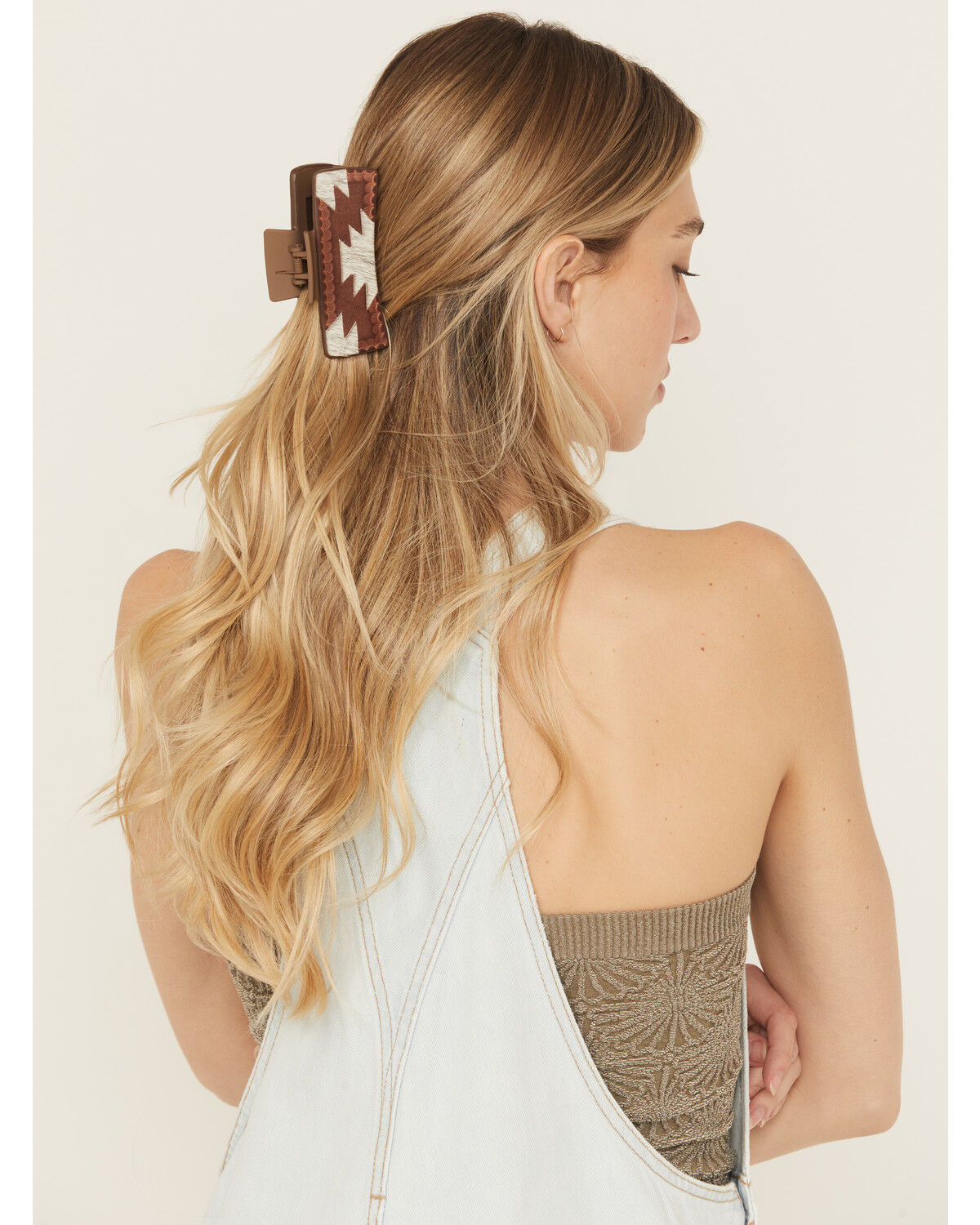 Image #1 - Shyanne Women's Hairon Leather Hair Clip, Brown, hi-res