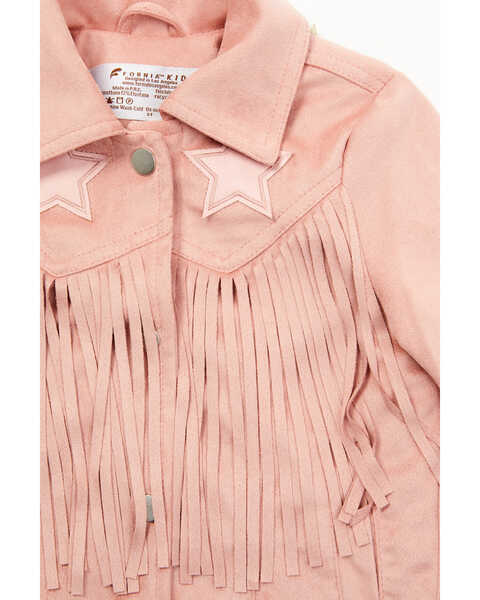 Image #2 - Fornia Toddler Girls' Star Patch Fringe Jacket, Light Pink, hi-res