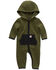 Image #1 - Carhartt Infant Boys' Long Sleeve Hooded Coverall, Olive, hi-res