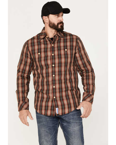 Resistol Men's Hayden Plaid Print Long Sleeve Button Down Western Shirt, Multi, hi-res