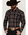 Image #2 - Cody James Men's Tombstone Plaid Print Long Sleeve Snap Western Shirt, Navy, hi-res