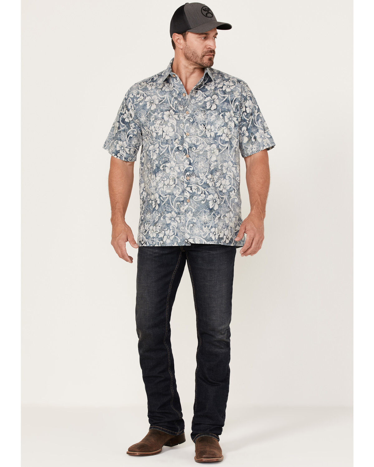 Image #2 - Scully Men's Floral Print Short Sleeve Button Down Western Shirt, , hi-res