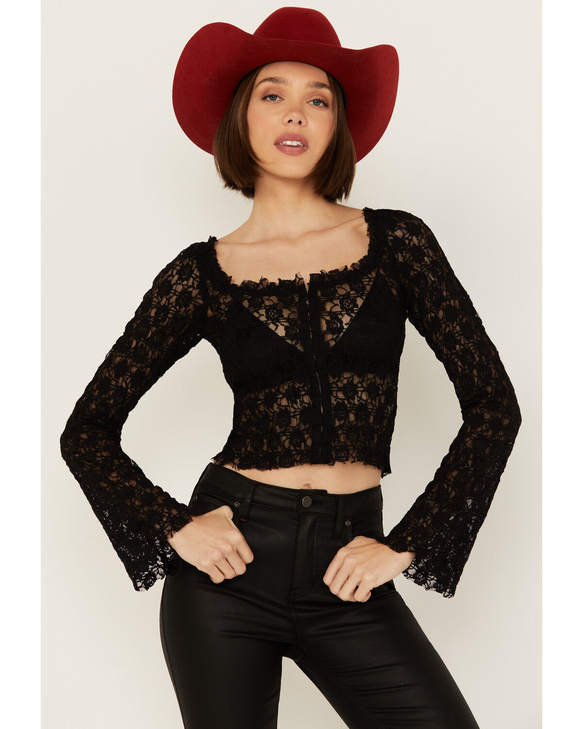 Image #2 - Free People Women's Madison Sheer Long Sleeve Shirt, Black, hi-res